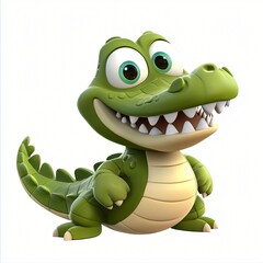 Fototapeta premium Happy Cartoon Crocodile Character 3D Illustration