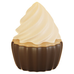 3d rendering new year icon concept. 3d render cupcake icon