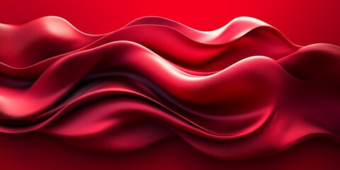 Obraz premium Abstract red fabric waves, flowing elegant silk texture background.