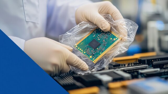 Circuit Board in Antistatic Packaging with Soft Lighting