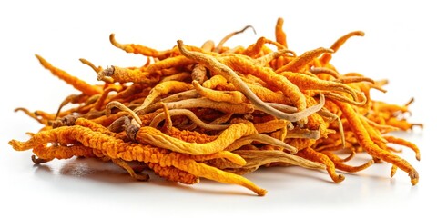 High-resolution image of Dong Chong Xia Cao (Cordyceps sinensis), a Chinese medicinal herb.