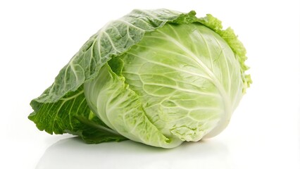 Fototapeta premium A fresh green cabbage isolated on a clean white background