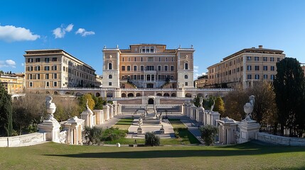 Majestic building stands grandly in daylight wide photo.. AI Generated