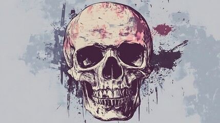 Fototapeta premium Skull illustration with splatter in abstract style.. AI Generated