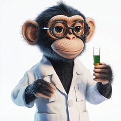 Scientist Monkey with Test Tube Research Science