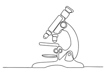 Continuous One-Line Drawing of a Microscope - Minimalist Science Art