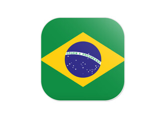 Brazil Flag icon. Rounded square flag of brazil icon design, vector illustration