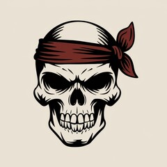 Fototapeta premium A fierce skull wearing a red bandana