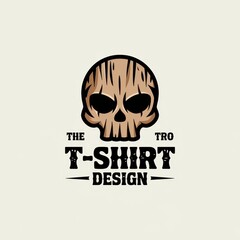 Fototapeta premium Wooden Skull T Shirt Design Logo Graphic Art
