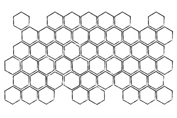 Honey comb pattern. Textured Honeycomb Propolis structure. Honey, pollen, wax, parchment and bee products in sketch style. Stock vector illustration isolated on white background.