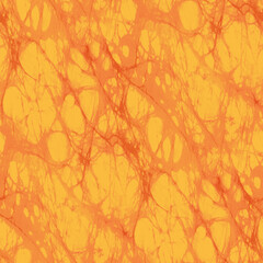 Tie dye batik fabric pattern. Seamless background in orange tones. 