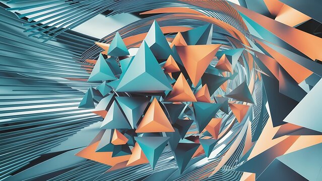 Vector triangular 3d geometric shapes background modern poster design color triangles and lines abstract design
