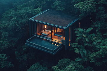 Luxurious villa with pool nestled in lush greenery