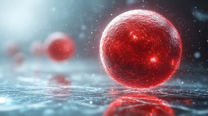 Fototapeta premium Red Energy Sphere on Ice Sci fi Abstract Power