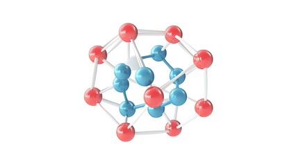 Obraz premium 3D Render of a Molecular Structure: Red and Blue Atoms Bonded Together. AI Generated