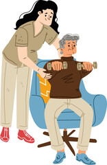 Senior Man Exercising at Home