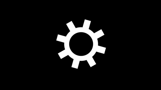 Settings icon animation isolated, gear setting icon on black background, Spinning gears, and Rotating Gears icon animated video