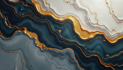 Stunning Gold and Blue Abstract Marble Design