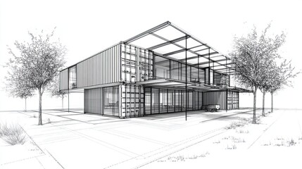 A Contemporary Fusion: The Interplay of Industrial Aesthetics and Sustainable Living in a Container-Based Architectural Marvel