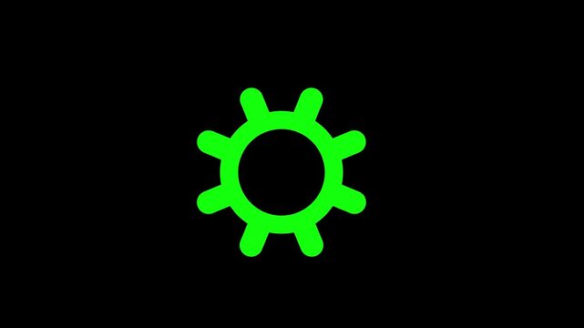 Gear icon cogwheel spinning, rotating, on transparent background with alpha channel icon animated video