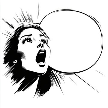 PNG Speech bubble comics illustration woman.