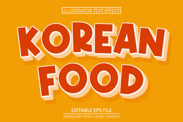 Vector Editable 3D yellow text effect. Korean food promotion discount graphic style on abstract yellow background