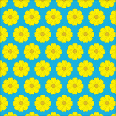 seamless pattern with yellow daisies flowers