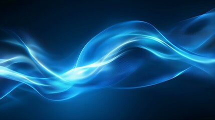 Obraz premium Dynamic blue wave pattern on a dark background, creating an abstract and flowing design with a futuristic feel.