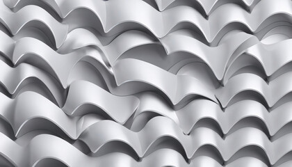 3d Minimalist Wave Art: Abstract High-Key Silver Design