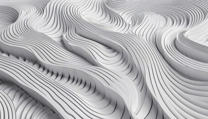 3d Parametric Repetition: Abstract High-Key Silver Waves