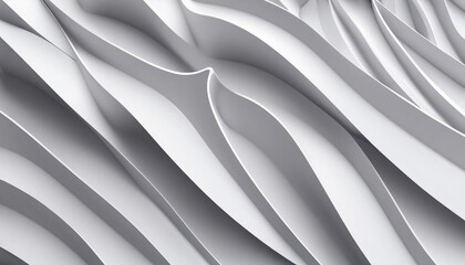 3d Repetitive Parametric Silver Waves: High-Key Minimalism