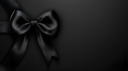 Elegant black ribbon with a stylish bow on a dark background, symbolizing luxury, sophistication, and simplicity.