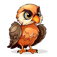 Naklejka premium Intrepid cartoon owl character digital art whimsical style colorful environment eye-level view fun concept