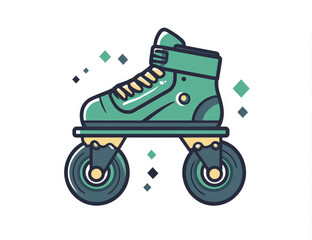 Stylized depiction of a green roller skate on a white background