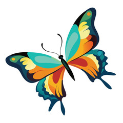 Fototapeta premium A colorful butterfly, a beautiful animal of nature with delicate wings, isolated on a white background