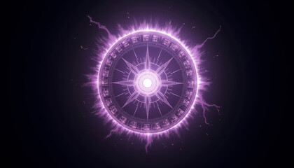 Obraz premium Glowing alchemy circle with radiant purple energy and intricate symbols