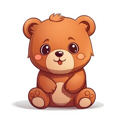 Cute cartoon bear character digital illustration adorable environment whimsical viewpoint fun concept for kids