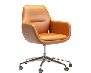Obraz premium Stylish orange office chair with modern design and swivel base, perfect for enhancing workspace comfort and aesthetics