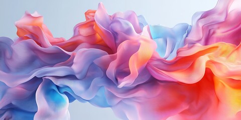 Obraz premium Abstract colorful flowing fabric, smooth pastel waves, vibrant hues.