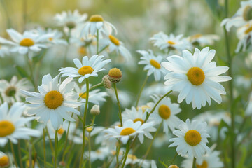 Fototapeta premium The Charm of Daisies: Simple Flowers with Crisp White Petals