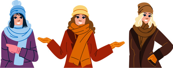 cozy woman snow hat vector. stylish warm, beanie trendy, fleece knit cozy woman snow hat character. people flat cartoon illustration