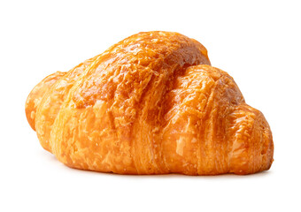 Side view of brown croissants isolated on white background with clipping path