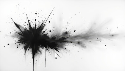Abstract black and white paint splatters in artistic chaos style