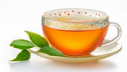 Traditional Peshawari Kahwa tea bowl placed on a isolated background. ai generated