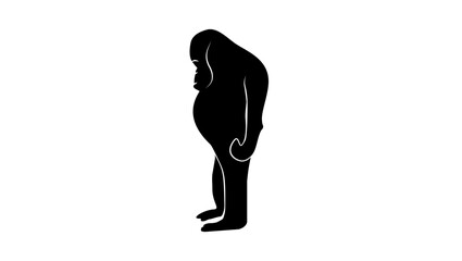 Orangutan emblem, black isolated silhouette