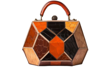 Art Deco Geometric Handbag on transparent background PNG.