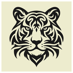 Tribal vector of Tiger head design tattoo illustration
