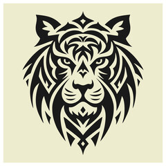 Tribal vector of Tiger head design tattoo illustration