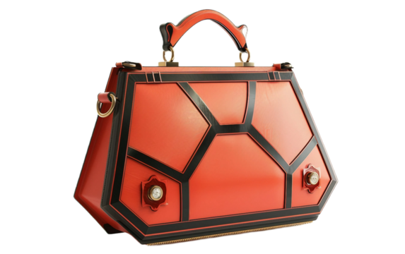 Stylish Hexagonal Frame Bag on transparent background PNG.