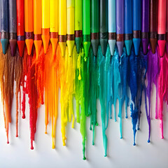 crayon melting on white background